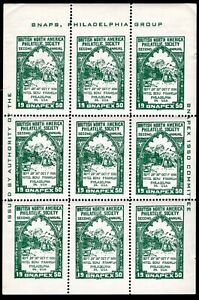 Philladelphia 1950  "BNAPS" Stamp Show 9 poster label S/S  MNH