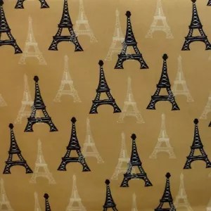 Eiffel Tower Paris France Tan 100% Cotton Fabric Children Craft - Picture 1 of 1