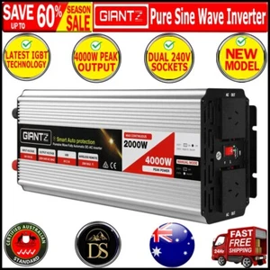 Giantz Power Inverter 12V to 240V 2000W/4000W Pure Sine Wave Camping Car Boat - Picture 1 of 12