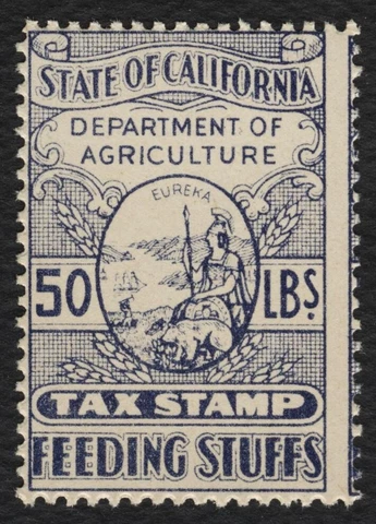 50 Lbs. California Feeding Stuffs Tax Stamp, Mint OG NH **ANY 5=FREE SHIPPING** Cover
