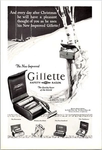 AVISO IMPRESO 1926 Gillette Safety Razor Traveler Bostonian Christmas 6,75 x 10 - Imagen 1 de 3