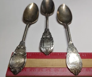 3 CUCHARAS DE PLATA DE LUJO FIRMADAS F. & H. ANTIGUAS Farrington & Hunnewell MONO D - Imagen 1 de 12