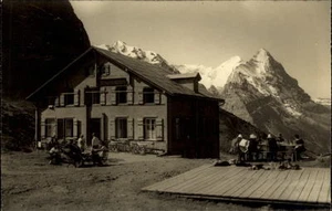 Grindelwald Schweiz Postkarte ~1920/25 Große Scheidegg Eiger Berghütte Personen - Picture 1 of 1