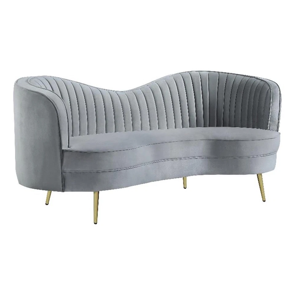 Sofá loveseat tapizado de terciopelo Coaster Sophia Transitional en gris Foto 1 de 4