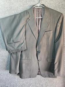 Hickey Freeman Suit 38R W32 Loro Piana Worsted Wool Super 130 Gray Pinstripe USA - Picture 1 of 14