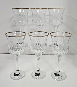 Circleware Clear Glass Wine Goblets Gold Rim Swirl Pattern 8" Set of 6 - Picture 1 of 15