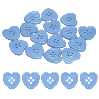 40pcs Heart Resin Sewing Button, 23mm 7/8" 4 Hole Sweater Buttons, Sky Blue - Image 1 of 4