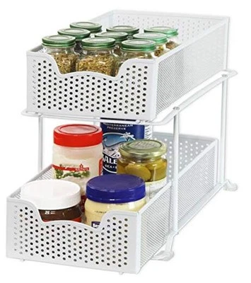  Armario deslizante de 2 niveles organizador de canasta cajón blanco Foto 1 de 4
