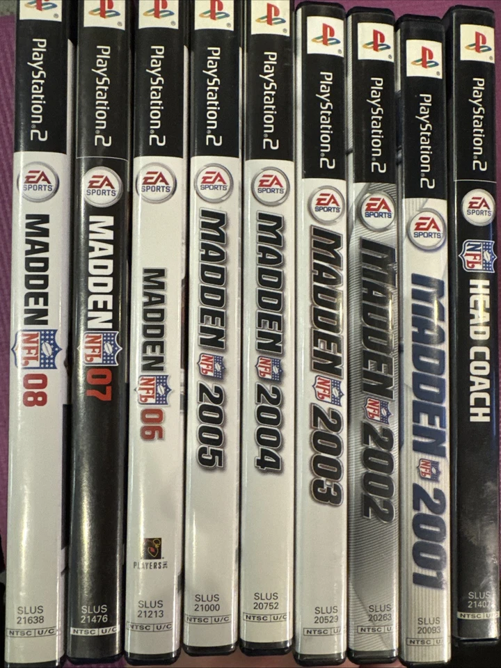 Lote de 9 Madden NFL Football 2001-2008 + Head Coach PS2 CIB - Imagem 1 de 2