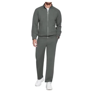 Mens 2 Piece Sweatsuits for Men Full Zip Casual Track Suits Large Dark Grey - Picture 1 of 6