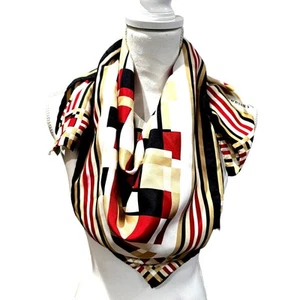BURBERRY London 100% Silk Beige Red Black Checkered Scarf Wrap - Picture 1 of 6
