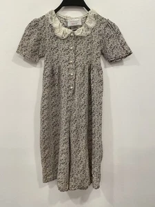 Alley Cats Fashion Romper Girls Floral lace collar pearl button CottageCore 5T - Picture 1 of 11