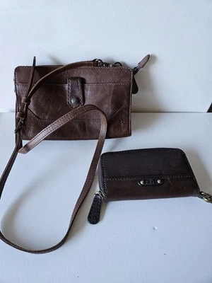 Frye Distressed Leather Satchel Bag/ Purse/ Brown 2 Pc Lot ( TK) - Image 1 of 4