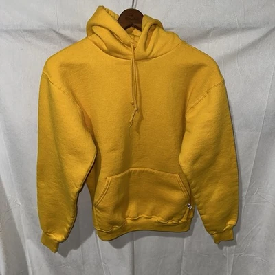 Винтажная спортивная желтая толстовка с капюшоном 90-х Russell пустая размер M сделано в США - Изображение 1 из 4