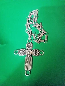 Rara croce e catena vintage Leo Coriz Pueblo Sterling. Penna 26": 4" x 3" - Foto 1 di 5