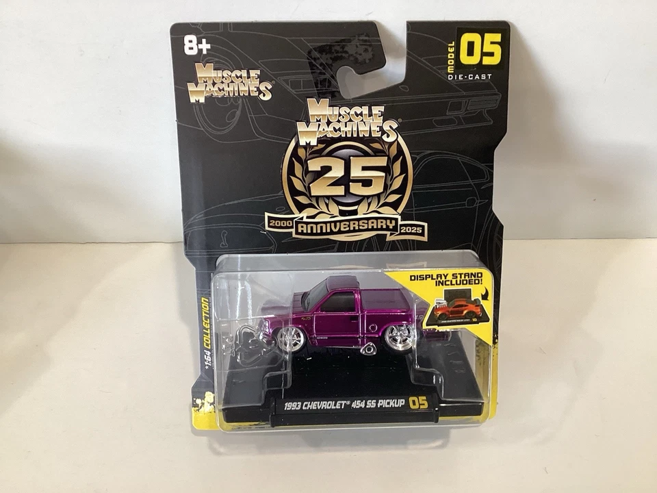 1/64 Muscle Machines 25th Anniversary Metallic Purple 1993 Chevy 454 SS Pickup - Image 1 of 1