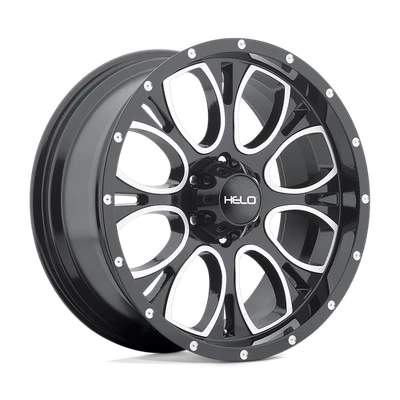 17x9 Helo HE879 Gloss Black Machined Green Wheel 5x5 (-12mm) - Image 1 of 4