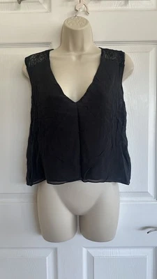 Top Alice & Olivia 100 % seda negro talla pequeña Foto 1 de 4