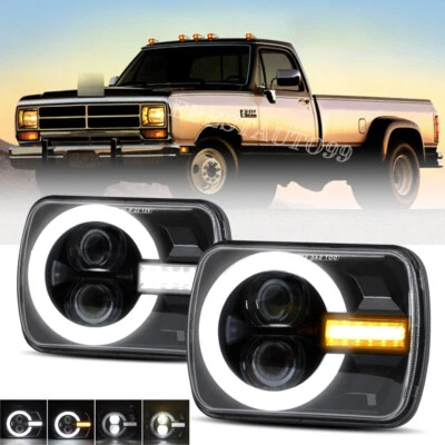 Pair 5x7" 7x6" LED Headlights Hi/Lo Beam For Dodge D150 D250 D350 Ram 50 - Image 1 of 4