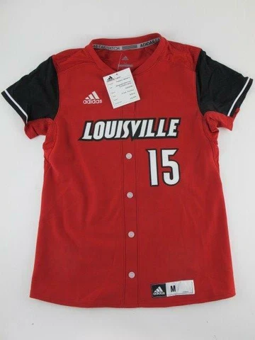 Adidas NEW Louisville Cardinal SEWN ON Faux Full Button Womens M Softball Jersey Cover