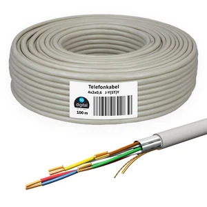 Telefonkabel 100m 4 x 2 x 0,6 J-Y(ST)Y Verlegekabel JYSTY Telefonleitung 8 Adern - Afbeelding 1 van 8