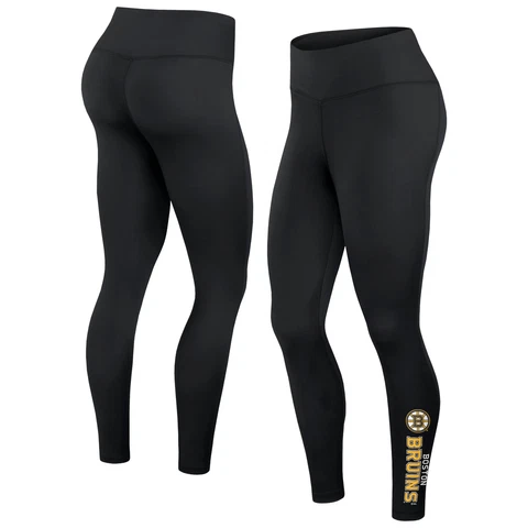 Women's Fanatics Branded Black Boston Bruins Wordmark Stacked Leggings Cover