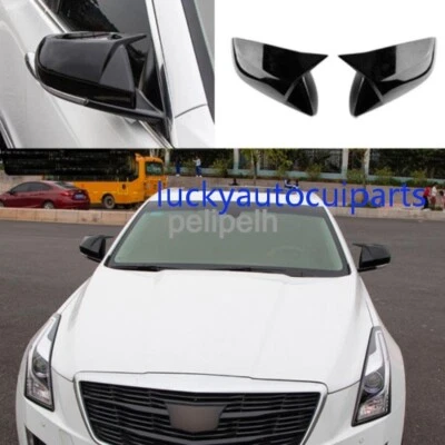 2PCS For Cadillac ATS 2013-2019 Gloss black Rearview Mirrors Cover replace Trim - Изображение 1 из 4