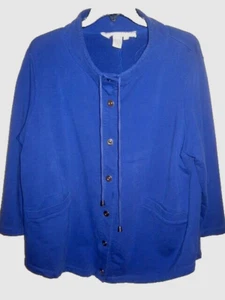 Doncaster Casual Cotton Blend Jacket Size XL Royal Blue Silver Snaps - Picture 1 of 8
