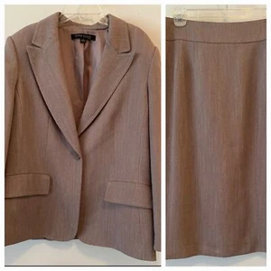 Anne Klein Skirt Suit Set Blazer Beige Size 12 - Picture 1 of 19