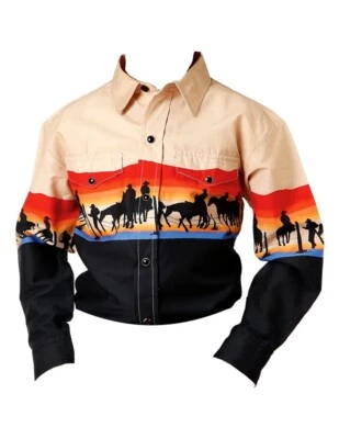 Roper Western Shirt Boys L/S Days End Border Black 03-030-0421-0612 BL - Image 1 of 2