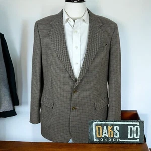 Daks Sport Coat Mens 42R Brown Check Flannel Tweed Wool - Picture 1 of 11