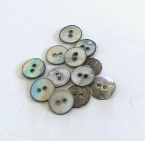 12 Buttons Gray Iridescent Natural Real Shell 2-Hole Sew Sewing 12 mm #SH31 - Picture 1 of 5