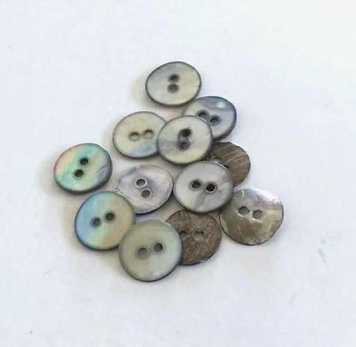 12 Buttons Gray Iridescent Natural Real Shell 2-Hole Sew Sewing 12 mm #SH31 - Image 1 of 4