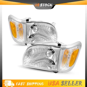 HeadLights Assemby For 2001-2004 Toyota Tacoma Corner Signal Lamps Black Chrome - Picture 1 of 9
