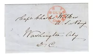 US 1840S NEW YORK STAMPLESS COVER TO CHARLES WILKES ANTARCTIC EXPEDITION CAPT - Picture 1 of 2