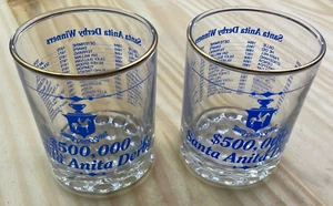 Glass Tumbler Set of 2 Santa Anita Derby $500,000 Winners 1935-1985, EUC - Picture 1 of 4