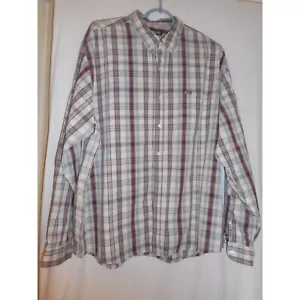 Aeropostale Size XL Grey Burgundy Plaid 100% Cotton Mens Shirt - Picture 1 of 6