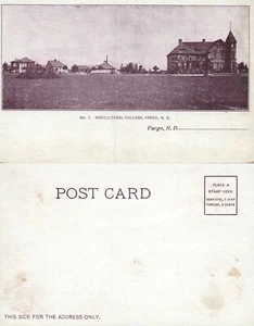 FARGO N.D. AGRICULTURAL COLLEGE UNDIVIDED ANTIQUE POSTCARD - Picture 1 of 1