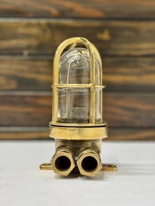HALLOWEEN SALE VINTAGE BRASS METAL WALL CEILING MOUNT BULKHEAD LIGHT - SMALL - Picture 1 of 11