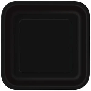 Black Square Disposable Paper Dessert Plates 7'' 16 Pieces For Parties Weddings - Picture 1 of 3