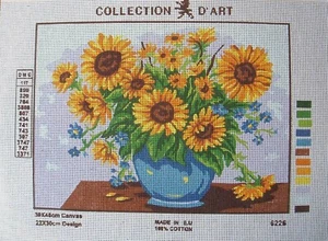 Collection d'Art needlepoint canvas 9 x 12 Floral Bouquet Blue, Red, or Yellow - Picture 1 of 5