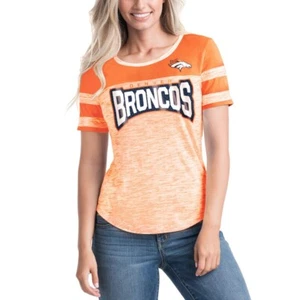 NFL Women's New Era Orange Denver Broncos Space Dye Bling T-Shirt Size L - Picture 1 of 9