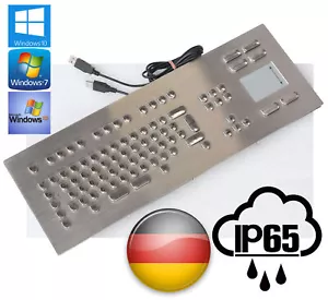 USB Antivandal Keyboard Steel Stainless Steel For Windows 7 10 11 Qwertz - Picture 1 of 1