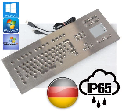 USB Antivandal Keyboard Steel Stainless Steel Windows 7 10 11 QWERTZ V305 - Image 1 of 4