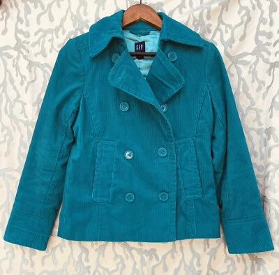 Abrigo De Colección Gap Azul Aguamarina Turquesa Verde Azulado Pana Guisante Forrado Para Mujer Talla S” Foto 1 de 4