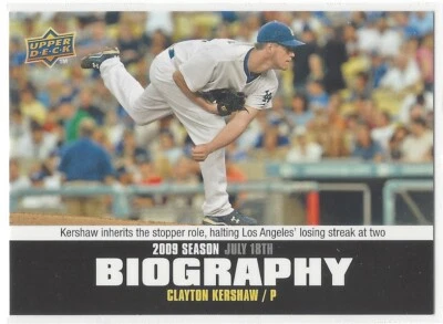Clayton Kershaw 2010 Upper Deck Season Biography Card# SB-121 - Image 1 of 4
