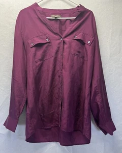 Tommy Bahama Silk Shirt Women's Size L Purple Long Sleeve Button Down Stand Up - Picture 1 of 3