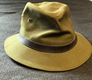 Retro Fedora Hat Canvas Green Size Medium Union Made USA Amalgamated ACTWU - Picture 1 of 5