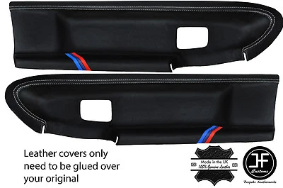 GREY STITCH TRI STRIPES 2X FRONT DOOR CARD COVER FOR BMW E36 COUPE & CONVERTIBLE - Image 1 of 3