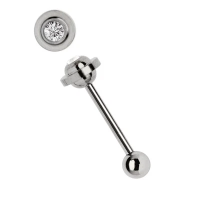 Titan Piercing Alla Lingua Staffa 1,6mm Spessore con Pietra UFO E - Immagine 1 di 2